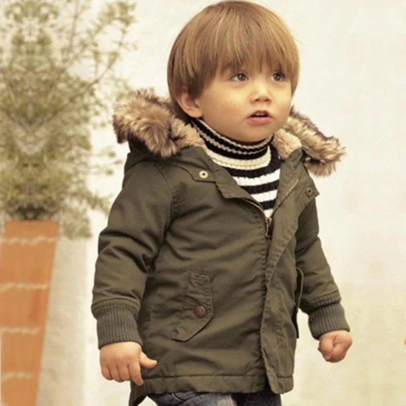 Baby Boys Winter Jacket Children Kids Girls Coat Kids Warm Outerwear Fleece Fur Hooded Coat Boy Outdoor Windbreaker Jacket