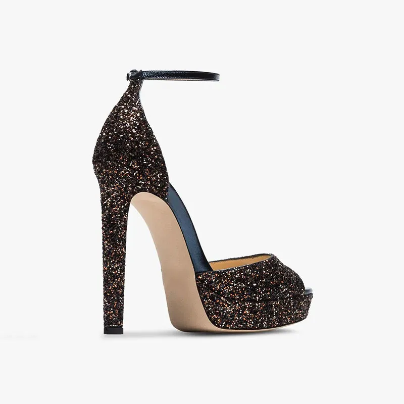 Ty01 Sangle Tissu À Haute Couverture Solide Mariage Mode Femmes Sandales Élégante partie Talons 2019 Super Paillettes Chaussures Cheville De Dames Mince Base 8Xxqww1p