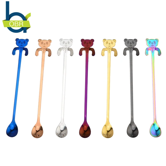 Best Price OBR Hanging Long Handle Panda Spoon Stainless Steel Teaspoon for Desserts Cake Tea Coffee Milkshake Ice-cream Tableware