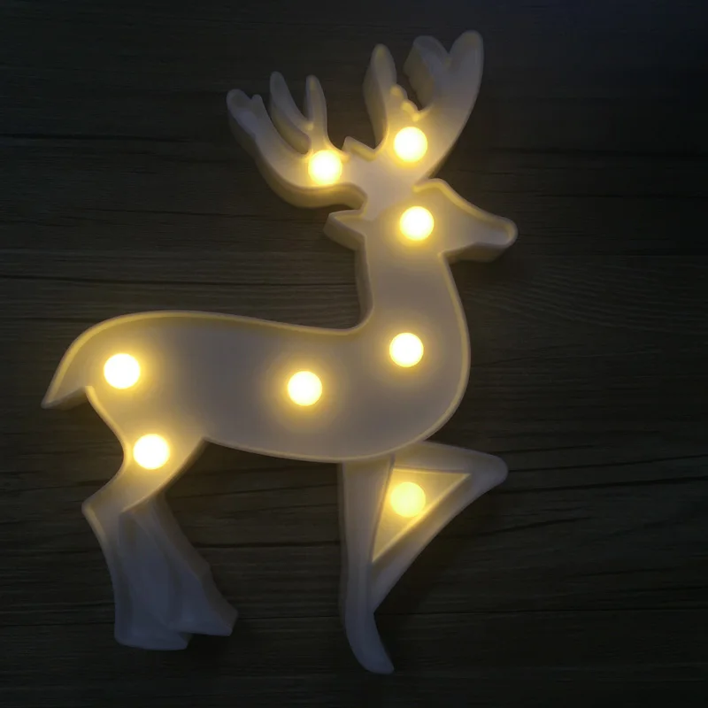 Lovely 3D Led Night Lamp Christmas Decoration Elk Deer Marquee Led Night Lights Warm White Luminaria Led Table Desk Wall Light (19)