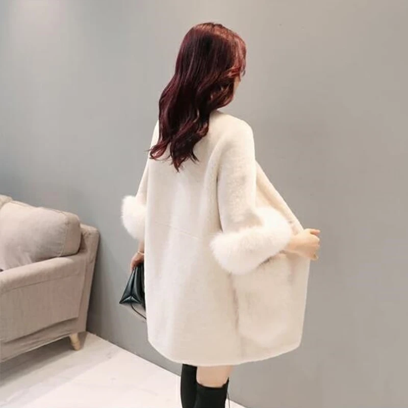 Faux Fur Coat Furry Fluffy Jacket Korean Kawaii Abrigos Mujer Invierno 2018 Pink Fur Coat Abrigos Mujer Elegante Plush Fur Coat