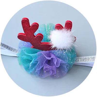 Детские Эластичные Цветочные короны, рождественские эластичные повязки на голову, Подарочные повязки для волос, аксессуары для волос, головной убор, Рождественский ободок - Цвет: 6