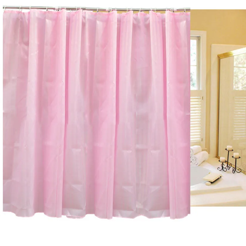 1pcs Striped Solid Color Bathroom Shower Curtains 180x180cm & 180x200cm