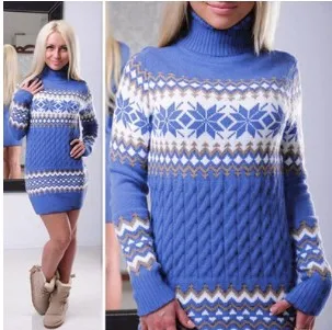 LASPERAL весенний зимний свитер женский свитер с длинным рукавом платье Водолазка пуловер женский длинный пэчворк Снежинка трикотаж