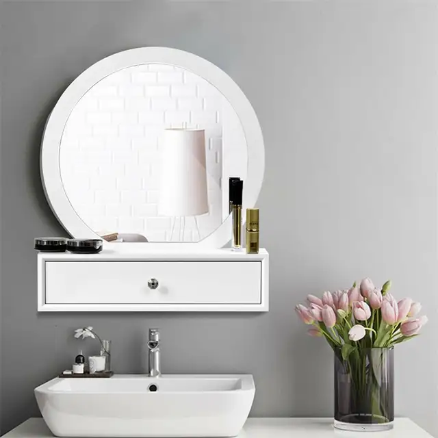 Us 86 08 32 Off Bedroom Furniture White Makeup Dresser Table Dressing Wall Mounted Vanity Mirror With 2 Drawer Hw61310 In Dressers From Furniture On