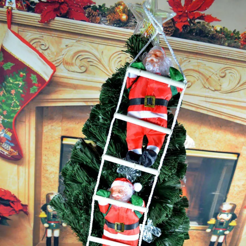 Рождественская подвесная лестница, Рождественская Кукла Санта Клаус, дерево, Новогоднее украшение, висячие украшения, рождественские подарки - Цвет: 25cm 3 person