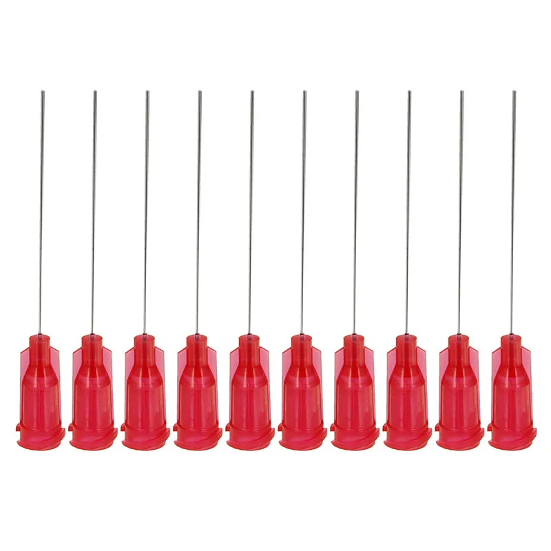 10pcs/Set 25Ga Stainless Steel Blunt Dispensing Needles Glue Red Syringe Needle Tips For DIY Gluing Rhinestones Filling Ink Oil