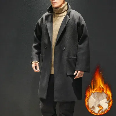 Мужские зимние теплые пальто, мужские Модные Повседневные ветровки, Мужское пальто, высокое качество, толстый Тренч, мужские куртки, размеры от M до 5XL - Цвет: Черный