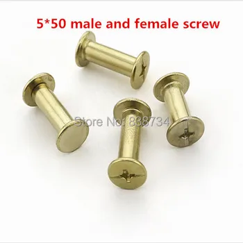 

100pcs steel with brass plated 5*50mm book screw