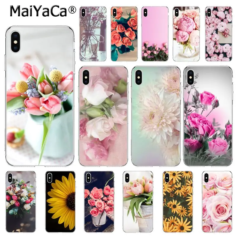 

MaiYaCa Elegant Peony Rose Sunflower Flowers Phone Cover For iphone 11 Pro 11Pro Max 8 7 6 6S Plus X XS MAX 5 5S SE XR