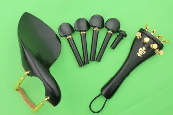 

8 set top ebony Violin Accessories violin parts 4/4, pegs, tailpiece, chinrest, endpin