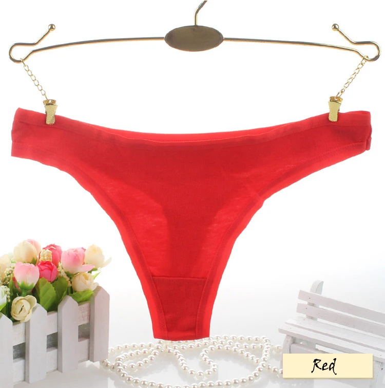 Plus Size Women Cotton Sexy G String Fashion Solid Panties Women's Thongs Briefs Low Waist Underwear (13)