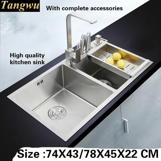 Tangwu Handmade Double Slot 4 Mm Thick High Grade Kitchen Sink Tangwu Handmade Double Slot 4 Mm Thick High Grade Kitchen Sink Food