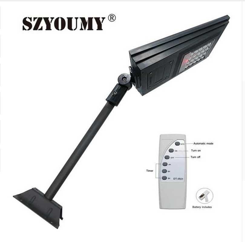 

SZYOUMY 20 LEDS Solar Powered Street Light Walkway Light With Remote Controller With Bracket Outdoor Garden Security Lamp