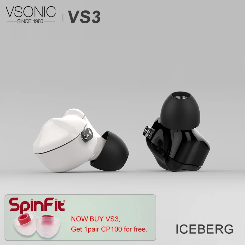 

VSONIC VS3 ICEBERG HiFi Audio Dynamic Driver In-ear Earphone with Detachable Cable 2Pin 0.78mm Connector