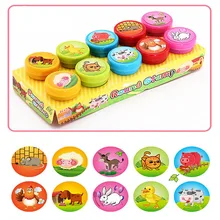 10 pz/set bambini giocattolo francobolli animali del fumetto frutta traffico sorriso bambini sigillo per Scrapbooking Stamper fai da te Cartoon stamper giocattoli