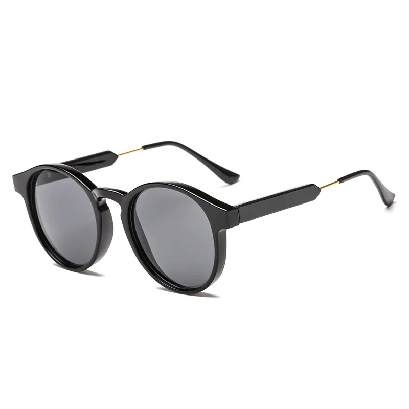 YOOSKE Ретро Круглые Солнцезащитные очки для мужчин и женщин Унисекс Винтажный дизайн маленькие солнцезащитные очки для мужчин очки для вождения Оттенки для женщин - Цвет линз: black