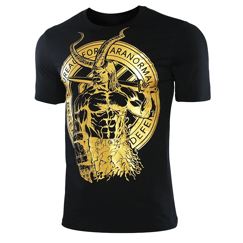

Hellboy3 T shirts Men HD printing Shirt 2019 New Summer New Fashion Short Sleeve Tops Cotton Lycra Gym Clothing For Male