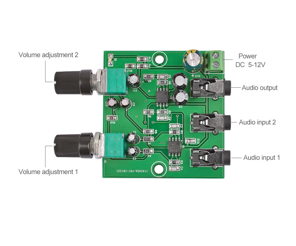 integrated amplifier AIYIMA 2Way Stereo Audio Signal Mixer Board Multi-Channels Mixing Board for One Way amplification Output Headset Amplifier Audio sound digital amp