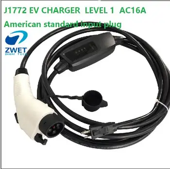

ZWET J1772 EVSE CHARGER LEVEL 1 AC120V~250V 16A J1772 plug Type 1 charger with EU wall socket input OEM 5 pieces / lot