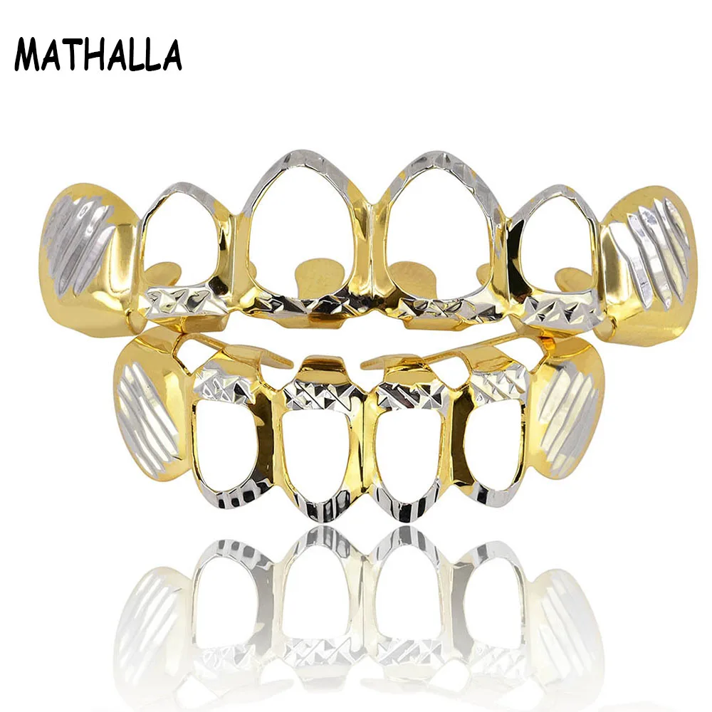 

Hip-hop Teeth Duotone Grillz Blanking Process Hollowed Out Hip-hop Gold Grillz