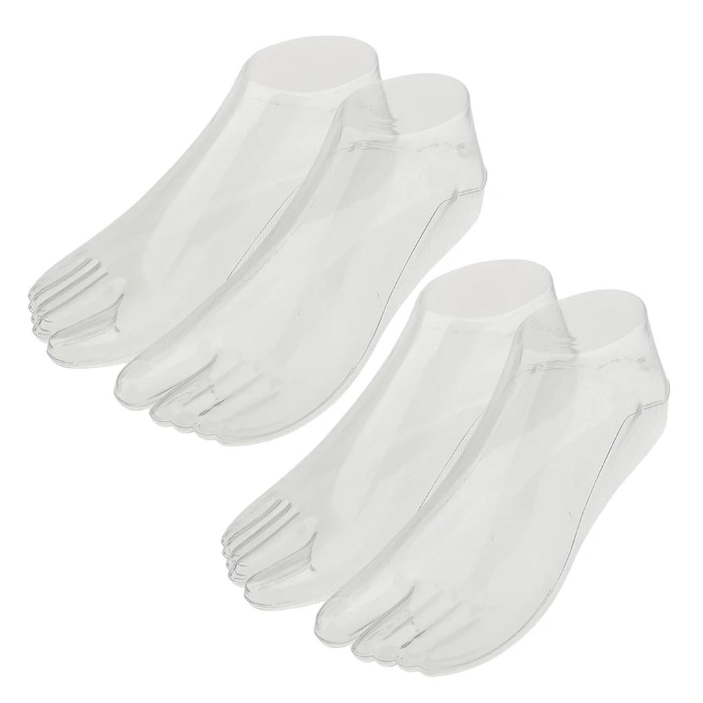 2Pair Female Feet Mannequin Foot Thong Style Sandal Sock Display Model Clear