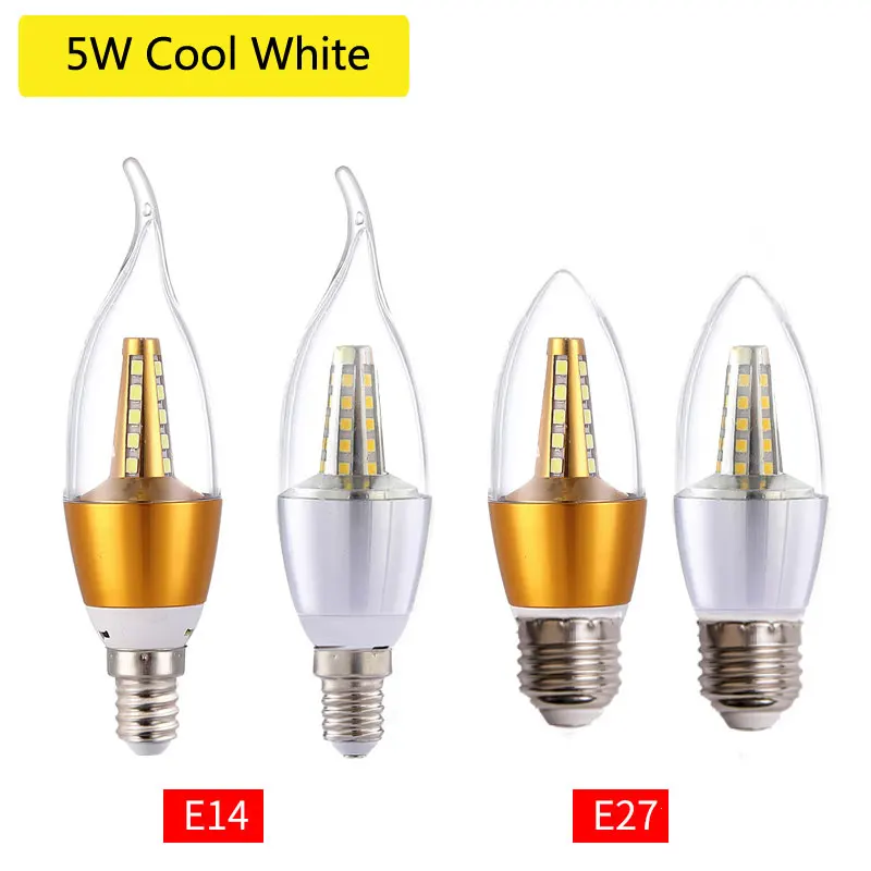 110v220v Candle Bulb Led Warm White/cool White Bulb E14 E27 Led