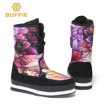 

Waterproof winter warm boots women snowboot colourful nice look big size no slipy fashion lady shoes black fur lace up Brand hot