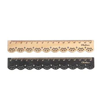 

1Pc Korea Zakka Kawaii Cute Stationery Lace Brown Wood Ruler Sewing Ruler Office School Accessories
