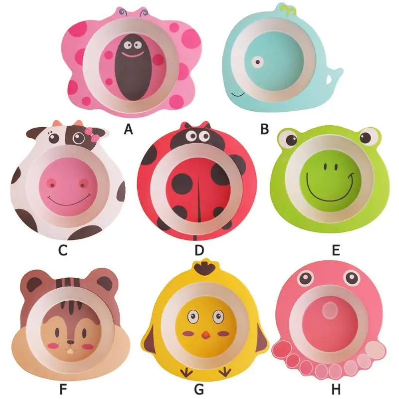 Baby Bamboo Fiber Bowls Cute Cartoon Animal Dishes Baby Feeding Tableware Children Infant Toddler Kids Natural Portable Plates Baby Bamboo Fiber Bowls Cute Cartoon Animal Dishes Baby Feeding Tableware Children Infant Toddler Kids Natural Portable Plates