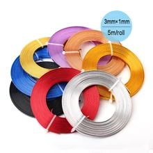 Плоский анодированный алюминиевый провод золотой серебряный синий красный черный фиолетовый кофейный медный мягкий 3 мм x 1 мм 5 м/катушка Ремесло алюминиевый провод