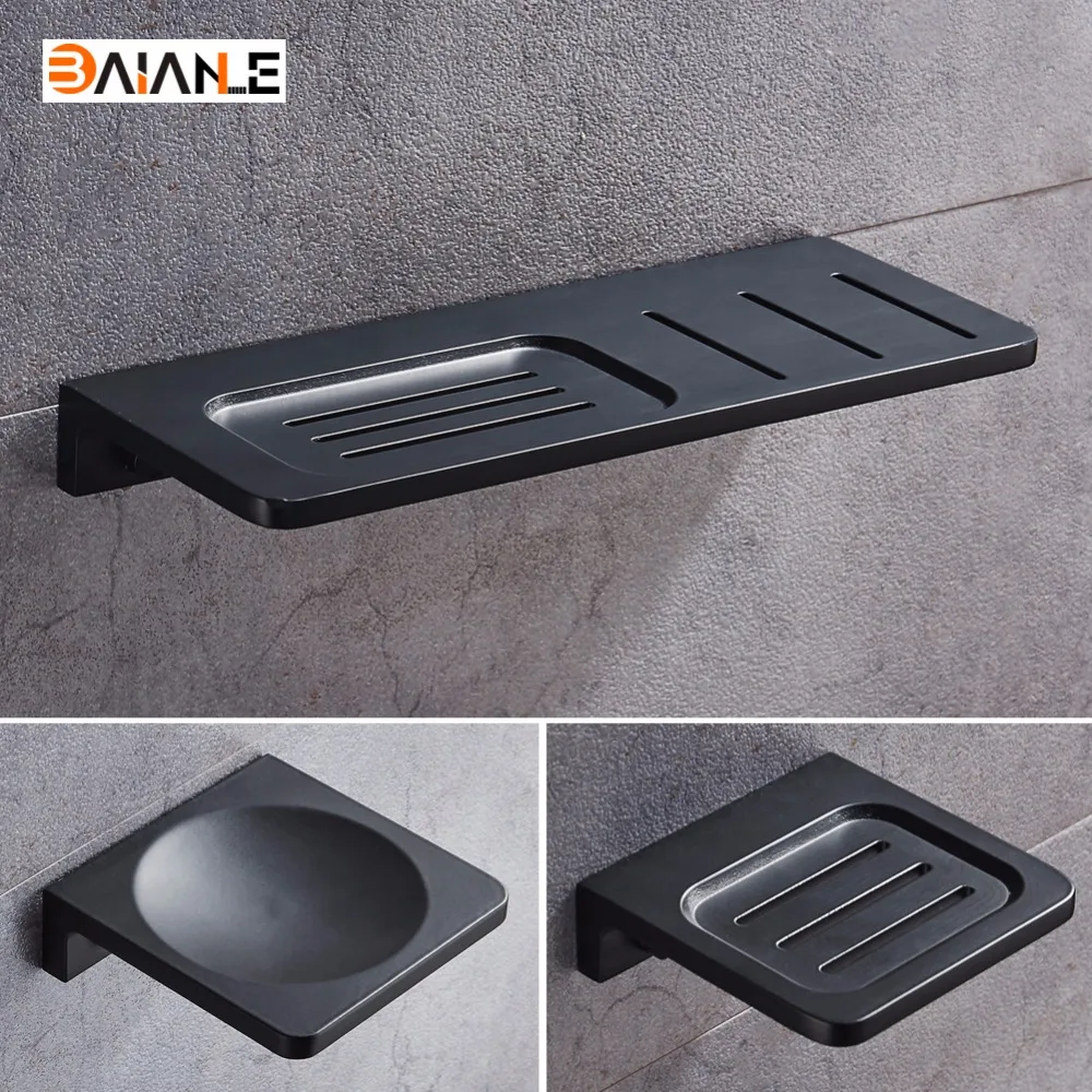 Günstig Raum Aluminium Schwarz Seifenschale Wand Montiert Bad Zubehör Produkt Seife Dish Halter Freies Verschiffen