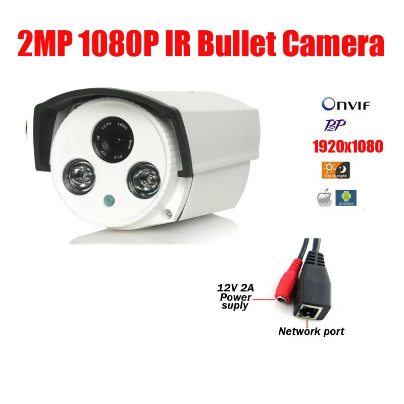 Free Shipping 2 Array Led 2MP 1080P HD IP Cam CCTV IP Camera Outdoor Infrared Night