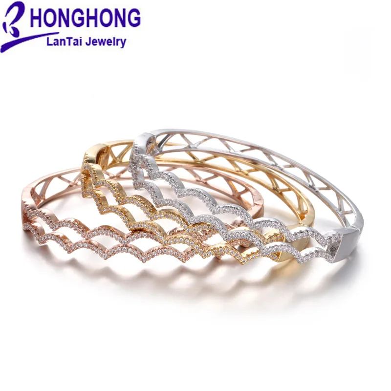 HONGHONG2017 3 цвета Простой Циркон браслет для женщин bijoux Новая мода ювелирные изделия оптом браслеты и браслеты хорошее качество подарок