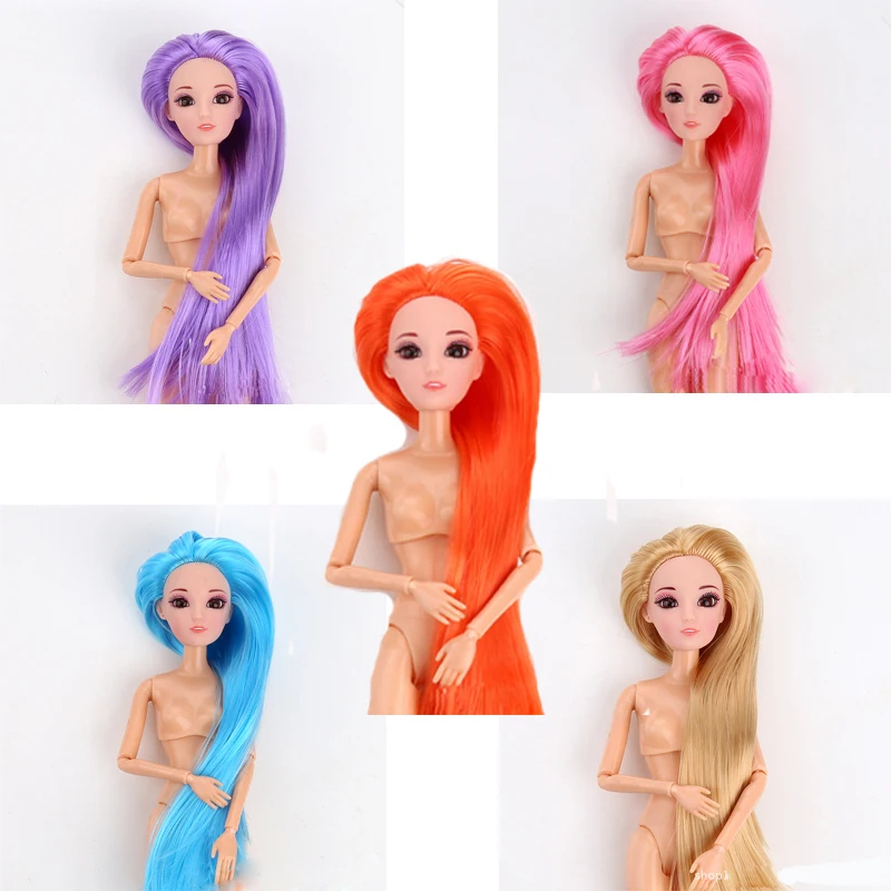 1 шт 3D глаза голова куклы с цветными волосами для куклы Барби голова er009