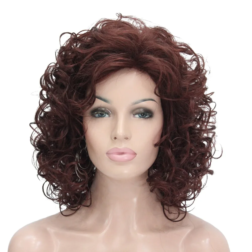 StrongBeauty Wanita Wig Pirang Auburn Medium Curly Rambut Sintetis