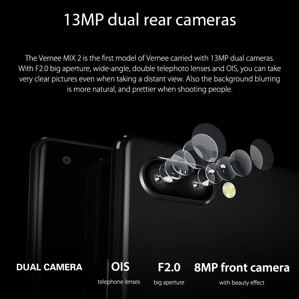 Vernee MIX 2 6 дюймов экран телефон отпечаток пальца 4200 мАч 6 ГБ ОЗУ 64 Гб ПЗУ 13 МП+ 5 Мп двойная задняя камера+ 8 Мп стекло дизайн smarpthone