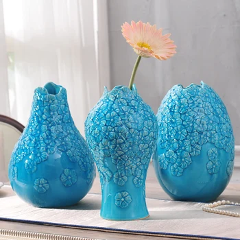 

Small European high-end flowers three piece ceramic vase TV cabinet Decor ornaments Home Furnishing wedding gift