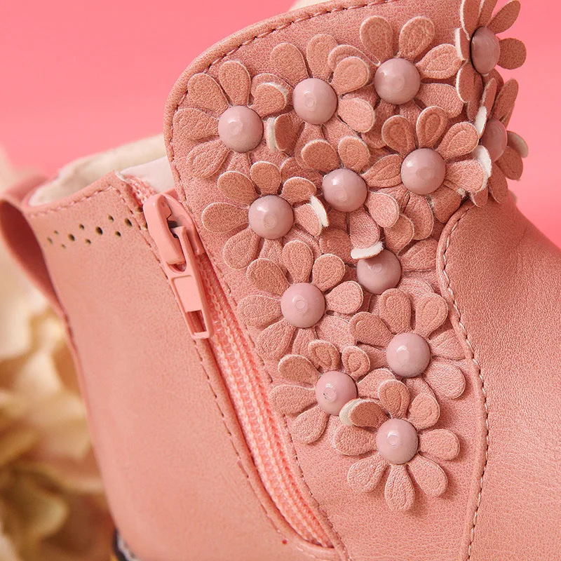 SLYXSH/детские ботинки; коллекция года; зимняя обувь в Корейском стиле с цветочным принтом; ботинки для девочек; водонепроницаемые Нескользящие модные детские зимние ботинки