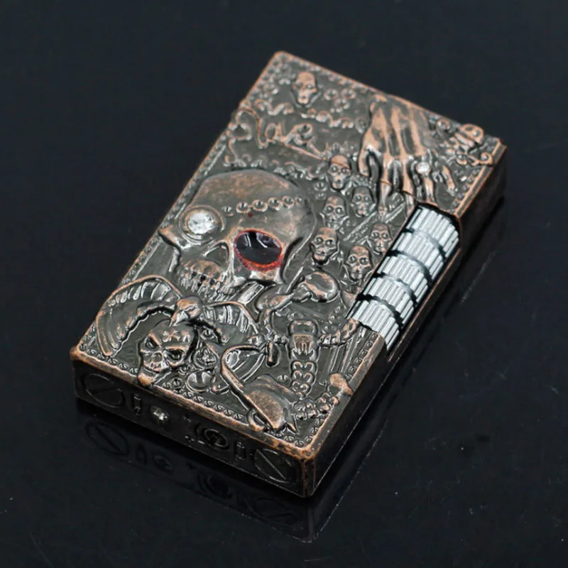 Модный зомби яркий звук Зажигалка креативная Мужская металлическая Dupont газовая надувная Бутановая Зажигалка для курильщика лучший подарок - Цвет: Черный
