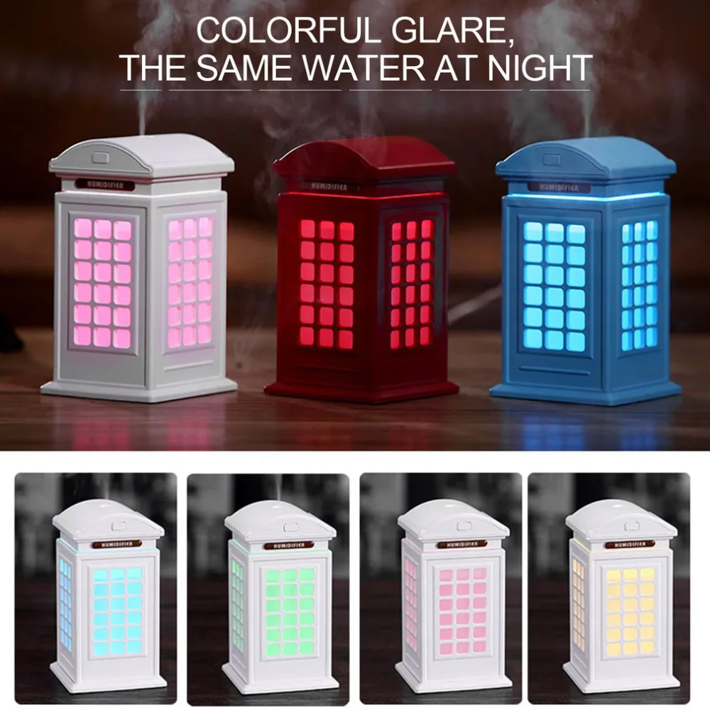 Mini-British-Style-Telephone-Booth-Air-Humidifier-300ml-Classic-Mist-Maker-USB-LED-Night-Diffuser-Air