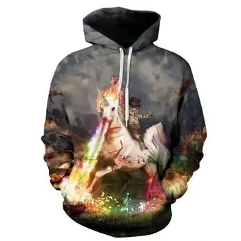

New men Unicorn Colorful 3d Hoodies Sweatshirts Harajuku Funny Novelty Loose Pullovers Sweatshirt Quality 3d Hoodies streetwear