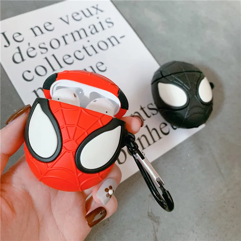 

Spiderman Bluetooth Earphone Case for Airpods Cute Protective Cover for Airpods 2 Accessories with Keychain 3D Super Hero Design