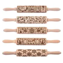 Классический деревянный Скалка с легко роликовыми подшипниками тиснением олень кухня приготовления выпечки инструменты аксессуары для Рождества