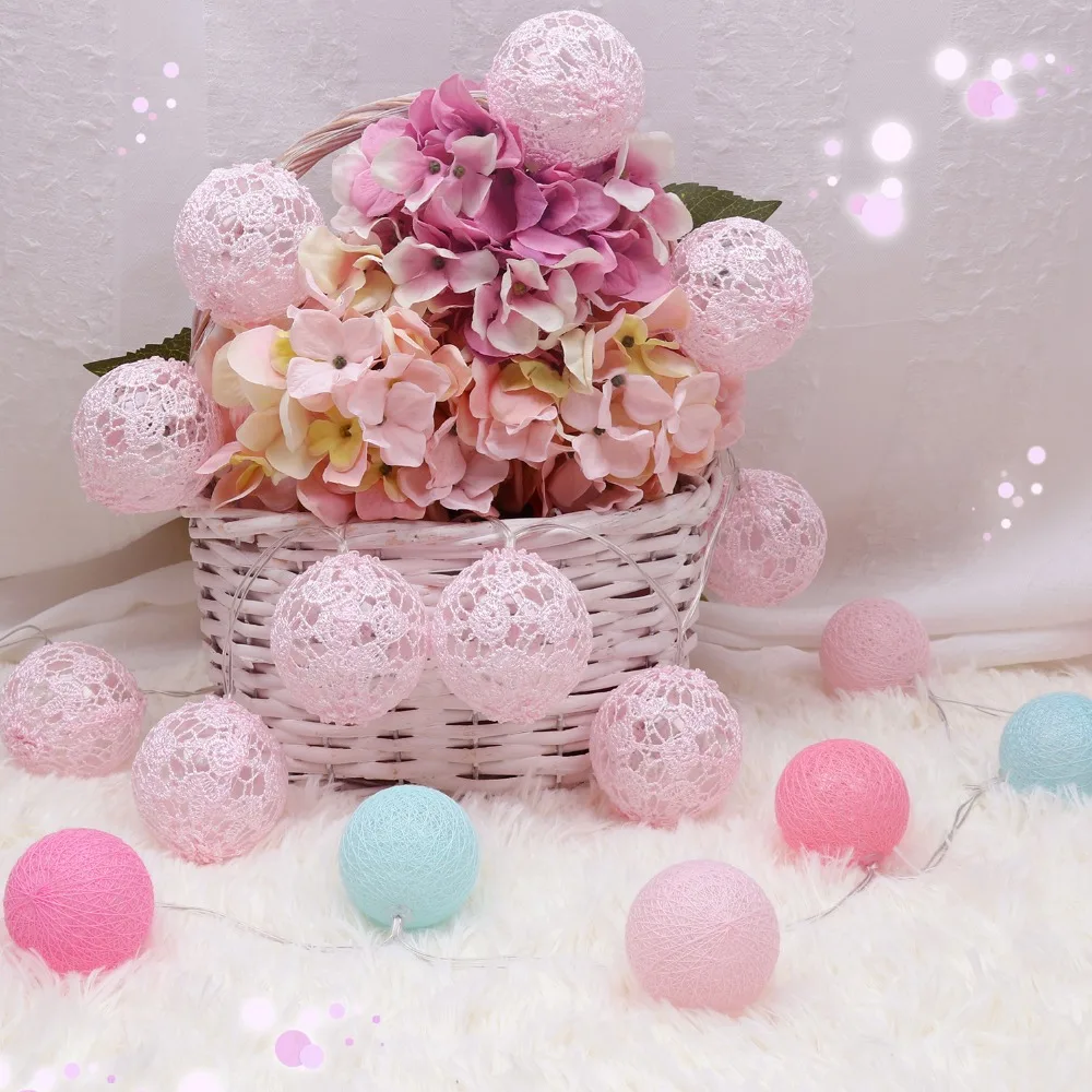 

Fairy Lights Christmas 1.5m LED String Lace Balls Garland Light Holiday Wedding Party Lanterns Decoration Battery Powered JQ