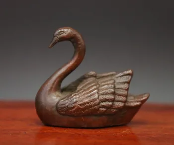 

5 CM Chinese red Copper Fengshui Animal Swan goose goosey goosie cygnus Statue