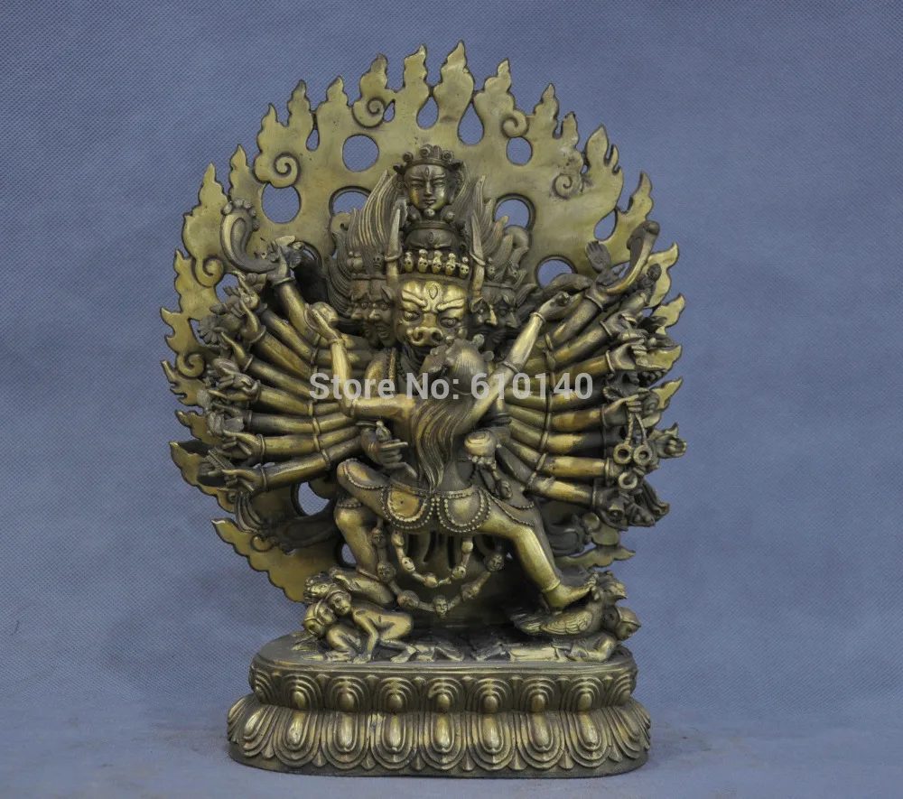 

12'' Tibet Tibetan Buddhism Yamantaka Yama King Bronze Statue