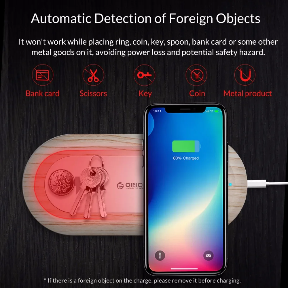 ORICO с двойной катушкой Беспроводной Настольный Зарядное устройство iPhone X/8/8 Plus USB Беспроводной зарядки для samsung S6/S7/S8/S8