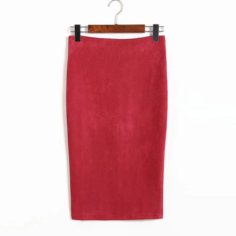 

Samuume Sexy Multi Color Suede Midi Pencil Skirt Women Fashion Elastic High Waist Office Lady Bodycon Skirts Saias N116 Z44