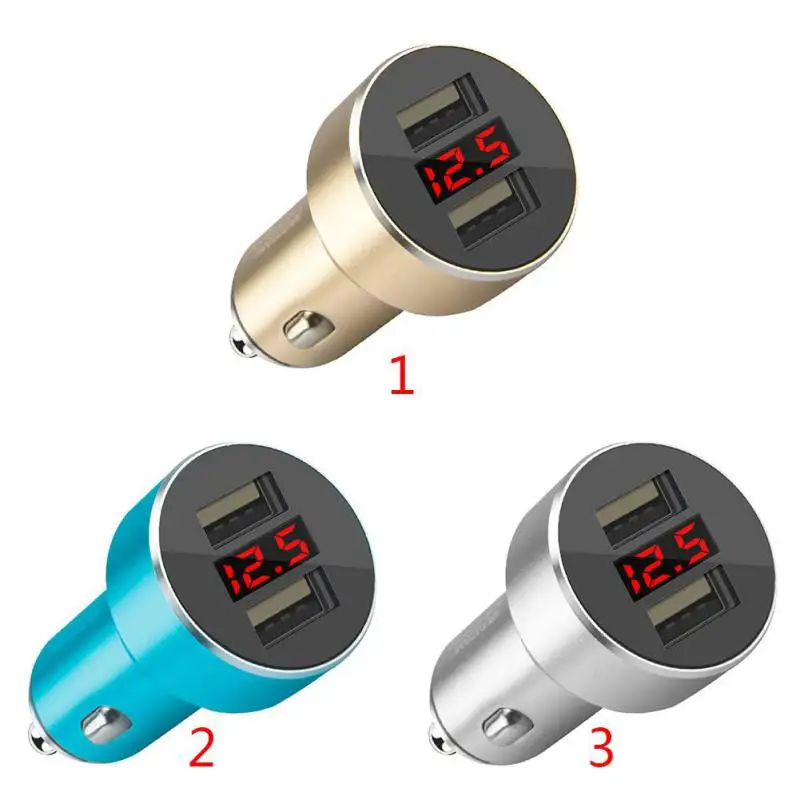  Universal Digital Display Doppel USB Auto Ladegerät Aluminium Legierung Sicherheit Hammer Multi-Fun